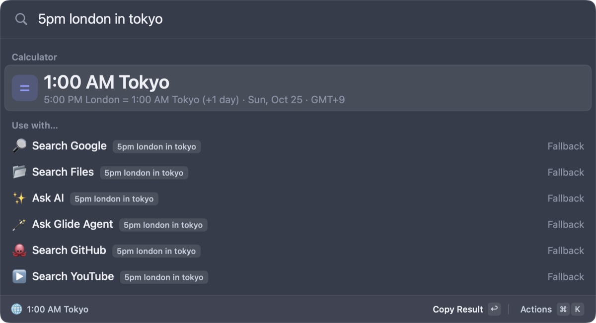 Glide converting 5pm London to Tokyo time
